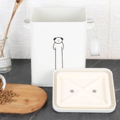 密封宠物食品储存桶金属储物盒狗粮容器罐头带勺