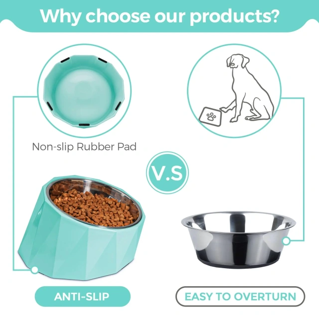 2023 New Smart Stainless Steel Pet Feeder Dog Pet Bowls Food Feeder With Rubber Base