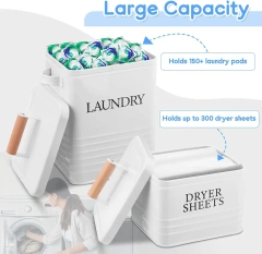 2Pcs Laundry Pod Container with Dryer Sheet Holder Farmhouse Laundry Room Decor Organization and Storage Detergent Container Box