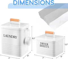 2Pcs Laundry Pod Container with Dryer Sheet Holder Farmhouse Laundry Room Decor Organization and Storage Detergent Container Box