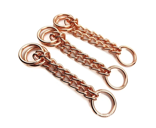 3毫米宽彩色不锈钢三角纽扣狗链不锈钢狗牵引绳玫瑰金狗项圈