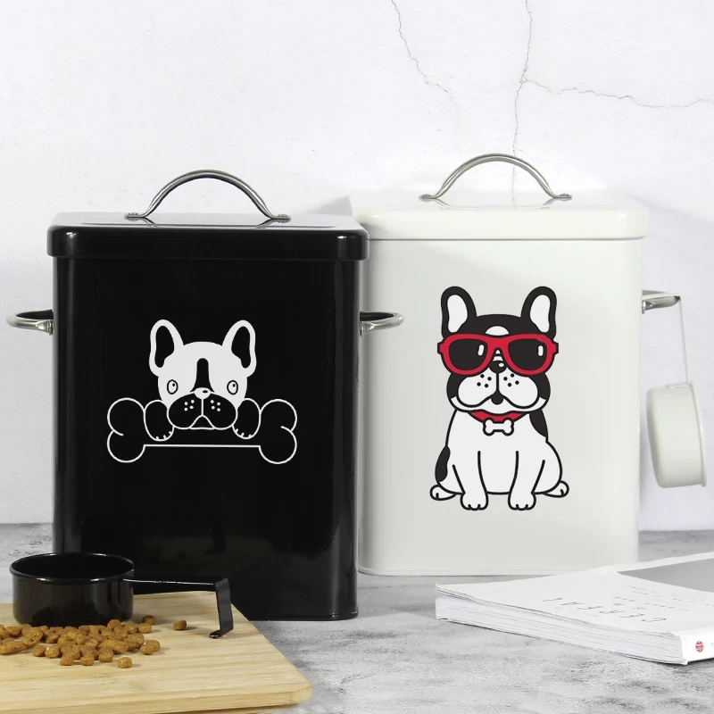 新品上市 耐用金属宠物食品储存罐 带盖 适用于狗粮和狗零食