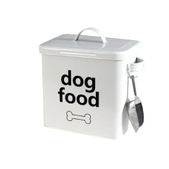 E-commerce Hot-selling Iron Pet sealed Grain Snack Can Cat and Dog Dry Food Storage Pet Food Storage Box with Scoop