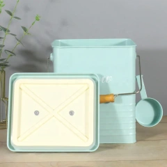 Custom Large Capacity Moisture-proof Sealed Metal Pet Food Storage Box with Scoop Dog Storage Bucket With Lid