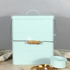 Airtight Dog Treat Storage Tin with Scoop Food Packaging Rectangle Stocked  Galvanized Iron  Pet Food Storage Container