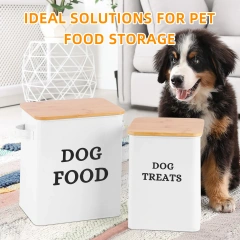 Factory  Airtight Pet  Food Metal Storage Sets  Dog Food and Dog Treat Storage Container Sets With Wooden Lid