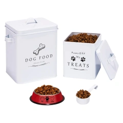 Farmhouse Metal Pet Storage Bin Dog Food Container and Dog Treat Container with Tight Lids