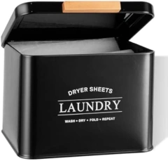 Dryer Sheet Dispenser with Hinged Lid for Laundry Room Organization, Metal Farmhouse Dryer Sheet Container Dryer Sheet Holder
