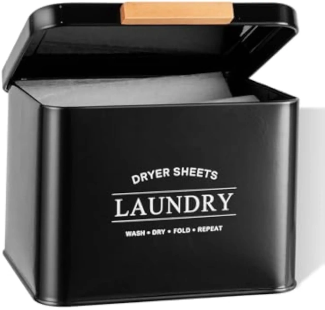 Dryer Sheet Dispenser with Hinged Lid for Laundry Room Organization, Metal Farmhouse Dryer Sheet Container Dryer Sheet Holder