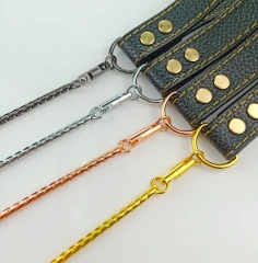 Snake Dog  Collar and Leather Chain Stainless Steel Dog Leash with Leather Handle