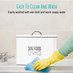 Wholesale Metal Storage Box Food Grade Countertop Farmhouse Pet Food Bin Large Pet Food Storage Container with Fitted Lid