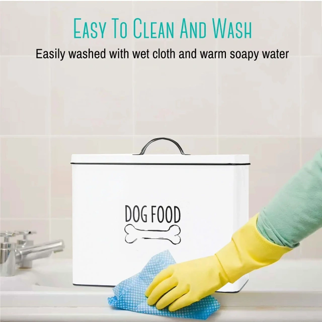 Wholesale Metal Storage Box Food Grade Countertop Farmhouse Pet Food Bin Large Pet Food Storage Container with Fitted Lid