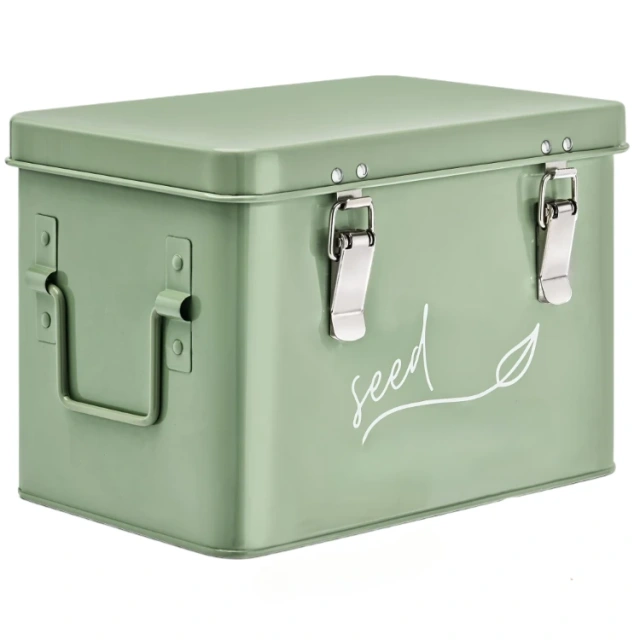 Factory Custom Eco-Friendly Metal Seed Storage Box with Dividers Garden Vegetable Packet Organizer for Household Use