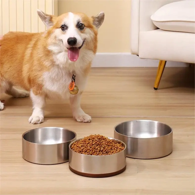 304 Stainless Steel Double Dog Bowl Big Capacity Anti Break Dog Water  Bowl Dog Food Bowl
