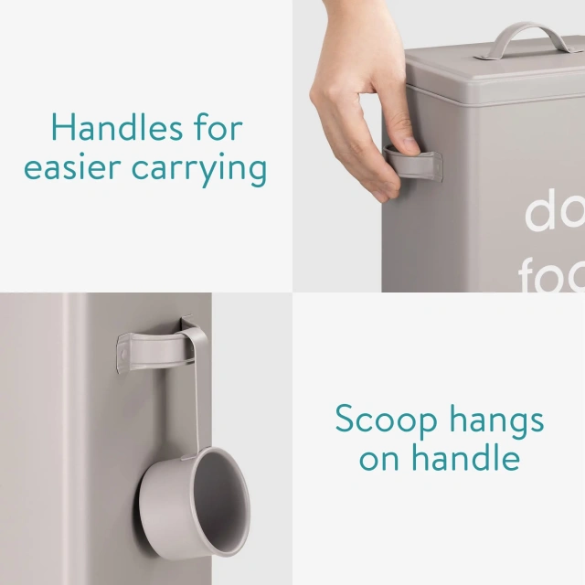 家用金属食品储存容器钢制宠物食品储存罐（适用于狗）