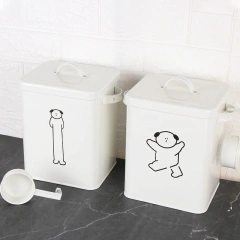 密封宠物食品储存桶金属储物盒狗粮容器罐头带勺