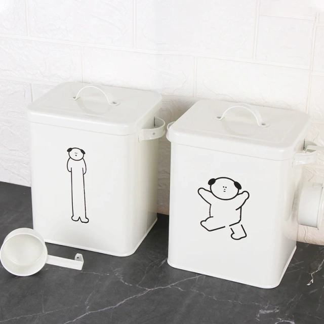 密封宠物食品储存桶金属储物盒狗粮容器罐头带勺