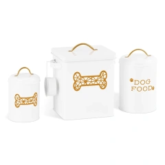 Factory Direct Sale  Set of Three Food Storage Tin Dog Treat Jar with Lid for Pet