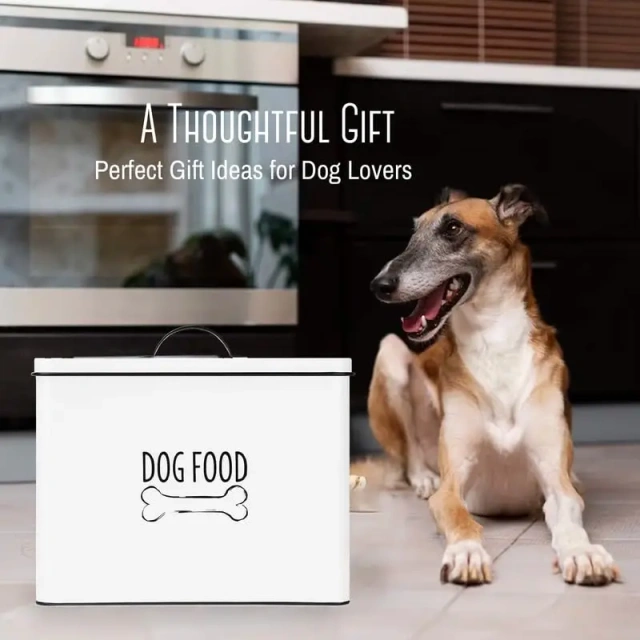 Wholesale Metal Storage Box Food Grade Countertop Farmhouse Pet Food Bin Large Pet Food Storage Container with Fitted Lid