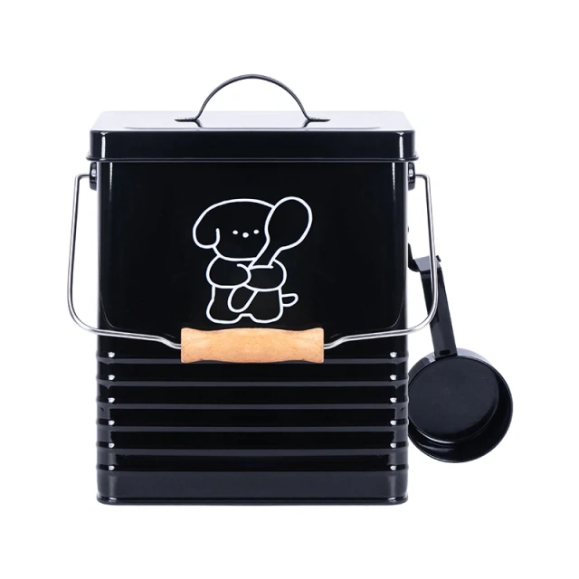 可爱猫砂储存罐带盖镀锌铁金属狗粮储存桶密封宠物食品容器