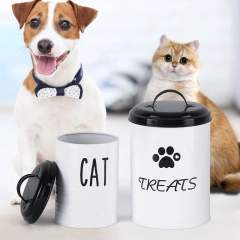 New Arrival Galvanized Iron Farmer House Style  Dog Treat Jar Pets Treat Canister Set