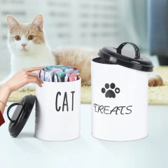 New Arrival Galvanized Iron Farmer House Style  Dog Treat Jar Pets Treat Canister Set