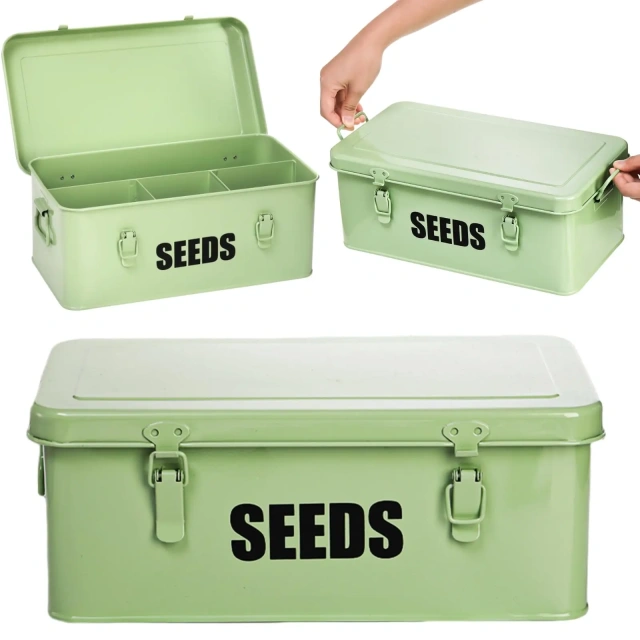 Factory Custom Eco-Friendly Metal Seed Storage Box Garden Vegetable Packet Organizer Seed Box with Handles