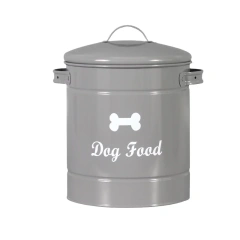 Factory Direct Sale Galvanized Iron Airtight Cat Food Storage Container Support Custom Waterproof Round Metal Dog Food Storage