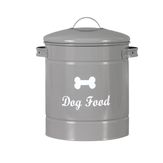 Factory Direct Sale Galvanized Iron Airtight Cat Food Storage Container Support Custom Waterproof Round Metal Dog Food Storage