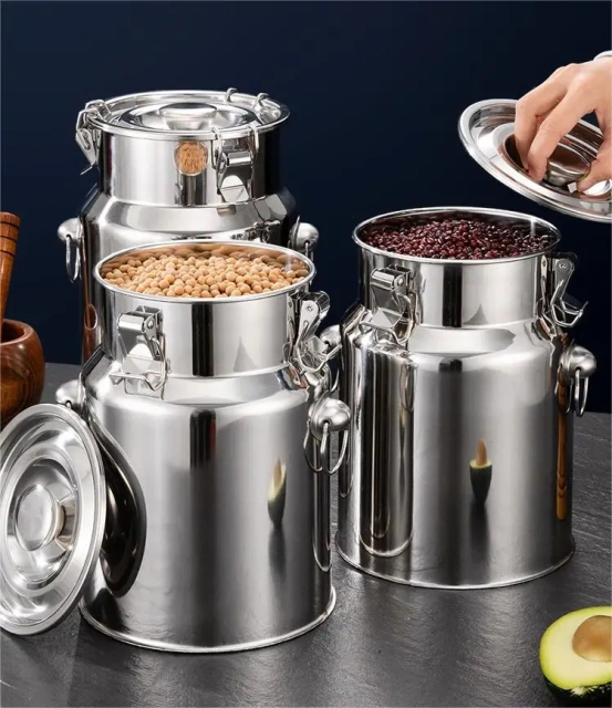 New Arrival  Container with Buckle Dustproof  Moisture-proof  Stainless Steel sealed Pet Food Storage Container