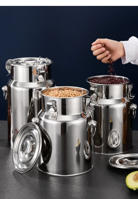 New Arrival  Container with Buckle Dustproof  Moisture-proof  Stainless Steel sealed Pet Food Storage Container