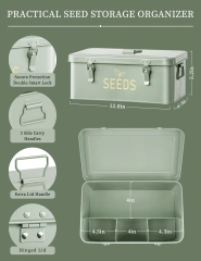 Metal Seed Saving Box with Lid and Safety Locks, Seed Bin Seed Storage Container Organizer
