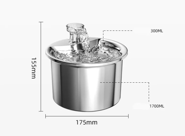 Pet Water Bowl Stainless Steel Automatic Circulation Pet Dog Water Dispenser Drinking Cat Water Fountain