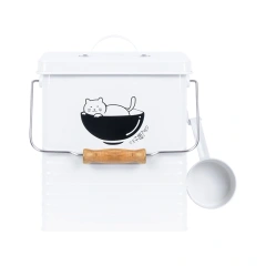 可爱猫砂储存罐带盖镀锌铁金属狗粮储存桶密封宠物食品容器