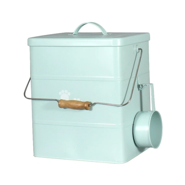 Airtight Dog Treat Storage Tin with Scoop Food Packaging Rectangle Stocked  Galvanized Iron  Pet Food Storage Container