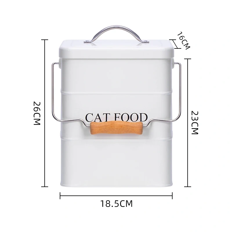 密封宠物食品储存容器（带勺）灰色猫粮储存桶样品时尚手柄桶