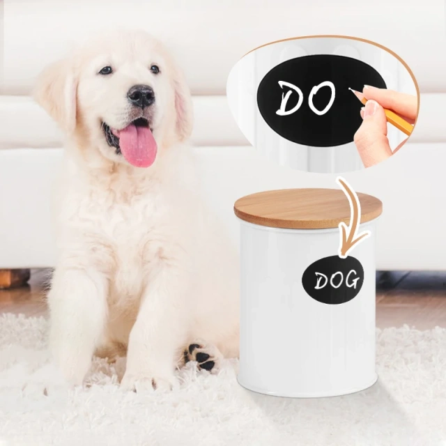 Galvanized Iron Farmer House Style with Sealed Wooden Lid and DIY Sticker  Dog Treat Jar  Canister Set