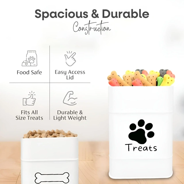 Dog Treat Container Airtight Bamboo Lid 2 Pack Farmhouse Large Treats Jar Dog Treat Jars for Kitchen Counter