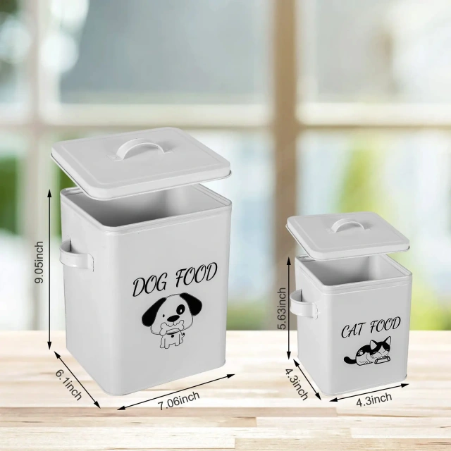 Farmhouse 2 Packs Metal Airtight Dog Treat Container with Handles and Serving Scoop