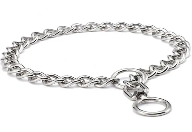 10.6MM/15MM/19MM Width Pet Collars Dog  Chain Stainless Steel P Chain  Rotating Buckle  Choke Dog Chain for Medium and Large Dog