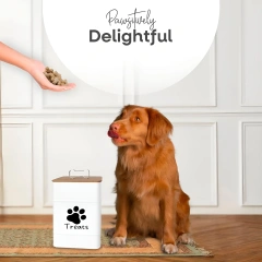 Dog Treat Container Airtight Bamboo Lid 2 Pack Farmhouse Large Treats Jar Dog Treat Jars for Kitchen Counter