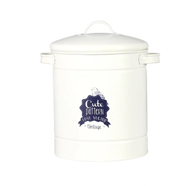 Factory Direct Sale Galvanized Iron Airtight Cat Food Storage Container Support Custom Waterproof Round Metal Dog Food Storage