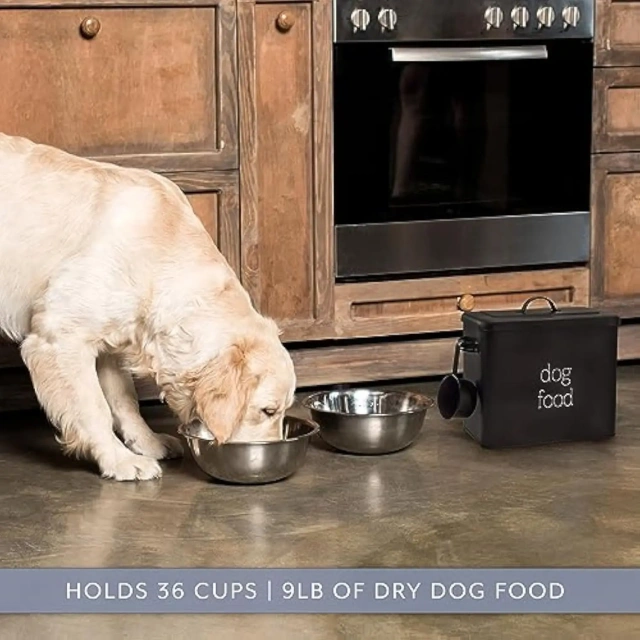 Retro Dog Food Canister Dog Food Storage Container Modern Farmhouse Style Storage Bin for Pet Food Cookie Canister Jar for Dogs