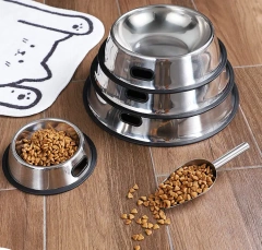 Factory Direct Stainless Steel Dog Bowl Open Hole Stainless Steel Pet Feeder  Stainless Steel Dog  Food Bowl