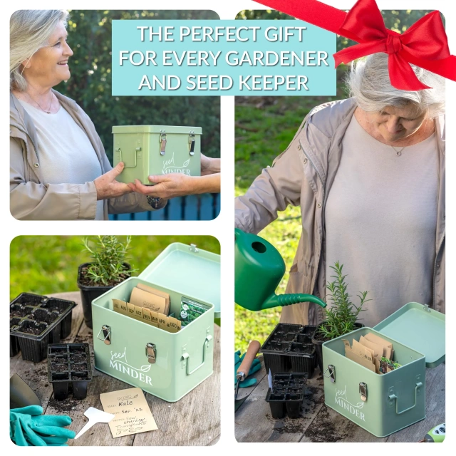 Factory Custom Eco-Friendly Metal Seed Storage Box with Dividers Garden Vegetable Packet Organizer for Household Use