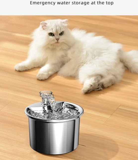 Pet Water Bowl Stainless Steel Automatic Circulation Pet Dog Water Dispenser Drinking Cat Water Fountain