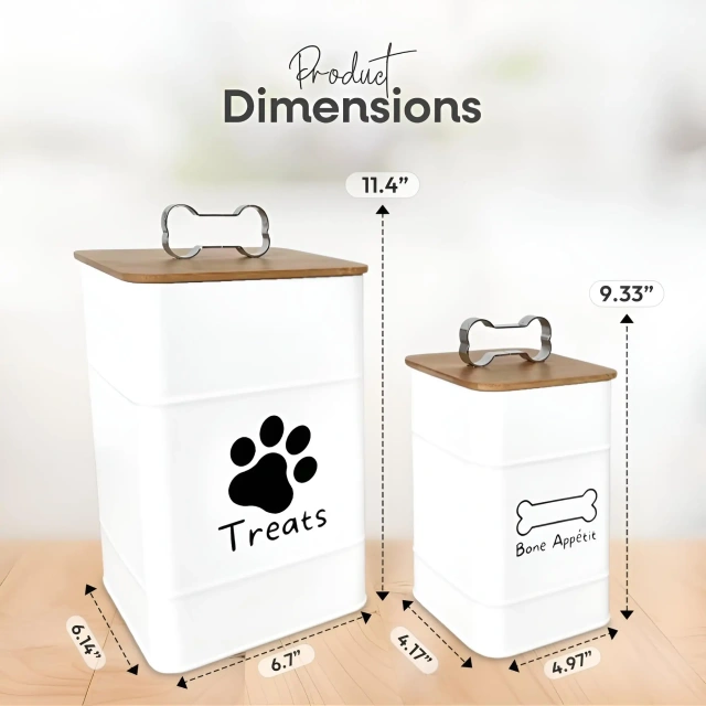 Dog Treat Container Airtight Bamboo Lid 2 Pack Farmhouse Large Treats Jar Dog Treat Jars for Kitchen Counter