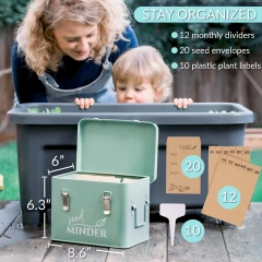 Factory Custom Eco-Friendly Metal Seed Storage Box with Dividers Garden Vegetable Packet Organizer for Household Use