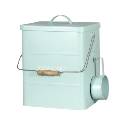 Airtight Dog Treat Storage Tin with Scoop Food Packaging Rectangle Stocked  Galvanized Iron  Pet Food Storage Container