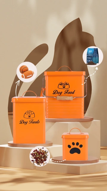 Factory Direct Sale Metal  3 Pieces Airtight Pet  Food Storage Container Set  for Dog Food Dog Accessories Dog Toy
